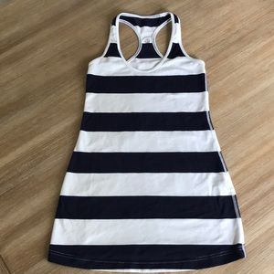 Lulu Lemon Navy and White Striped Racerback Tank